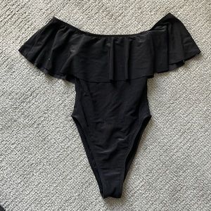 One piece off the shoulder bathing suit